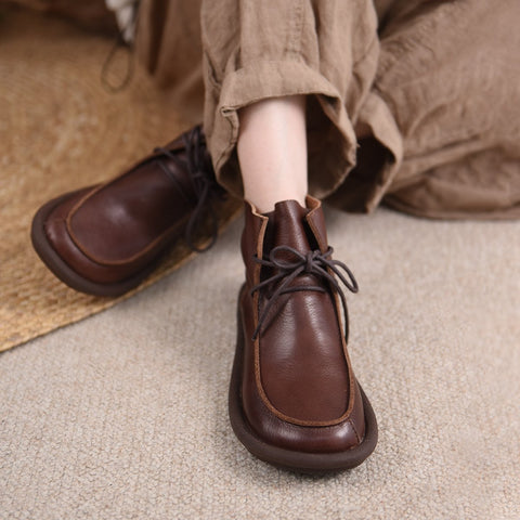 Women Lace Up Luxury Designers Boots Soft Soles-BS01018-Veeddydropshipping