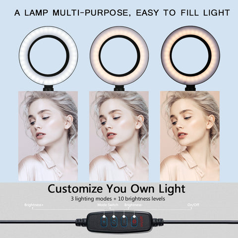 26CM Photography Lighting Phone Ringlight Tripod Stand Photo Led Selfie Remote -CE00266-Veeddydropshipping