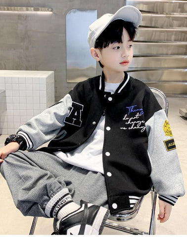 Kids Bomber Jacket Children Spring Autumn Letter Print Outerwear Boys-TB01179-Veeddydropshipping