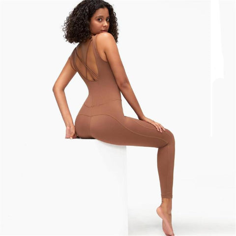 2023 Pad Cross Back One Piece Jumpsuit Air Yoga Sets Sports Outfit Suits -OS00792-Veeddydropshipping