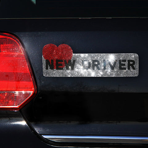 Dazzling Rhinestone Safety Sign For Student Teen Driver-AM00908-Veeddydropshipping