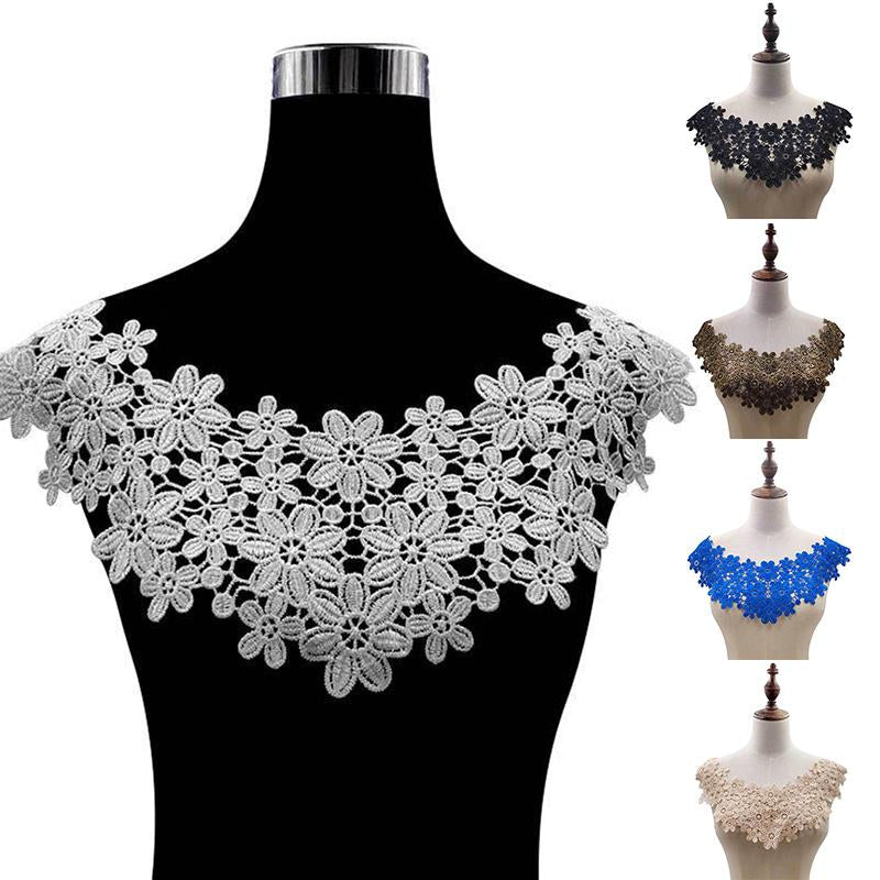 Applique Embroidery Lace Fabric Neckline Collar-WF01332-Veeddydropshipping
