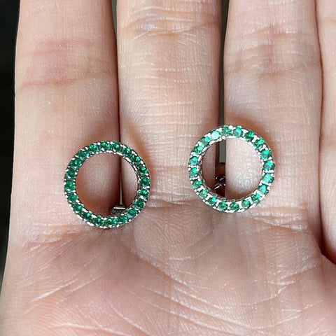 Fashion Versatile Circle Stud Earrings with Crystal Cubic Zirconia Earrings -JW01422-Veeddydropshipping