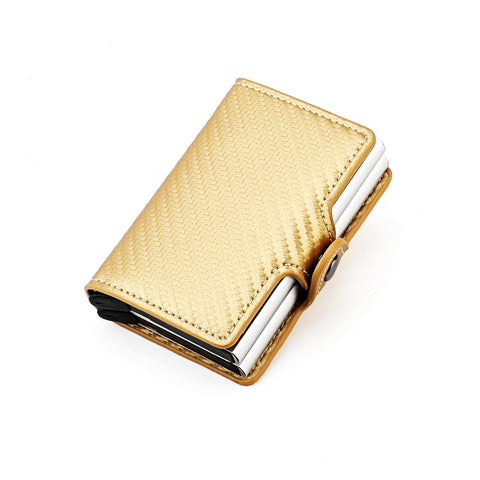 Credit Card Holder Vintage Leather Double Metal Automatic-BS00631-Veeddydropshipping