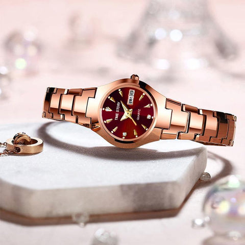 calendar fashion steel belt women waterproof quartz watch-JW00878-Veeddydropshipping