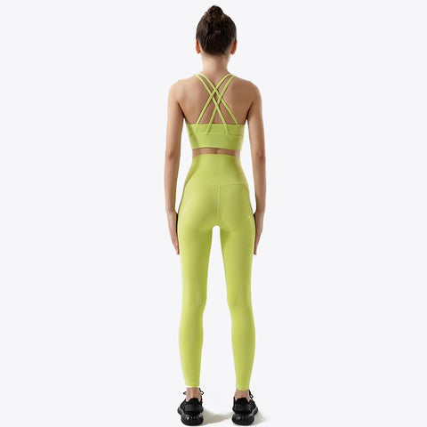 Nylon Yoga Clothing Gym Fitness Leggings Sports Bra Short Sets High Waist Elastic-OS00841-Veeddydropshipping