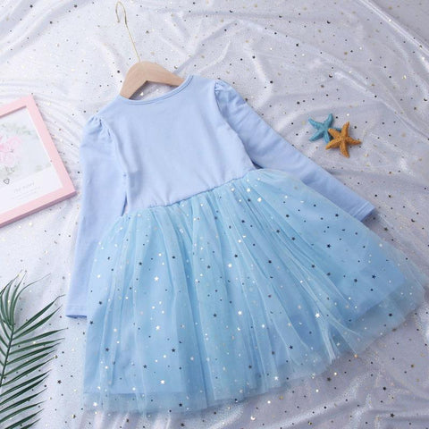 Girls Frozen Princess Dress Baby Girl Elsa Long Sleeve Pure Cotton Dress-TB00838-Veeddydropshipping
