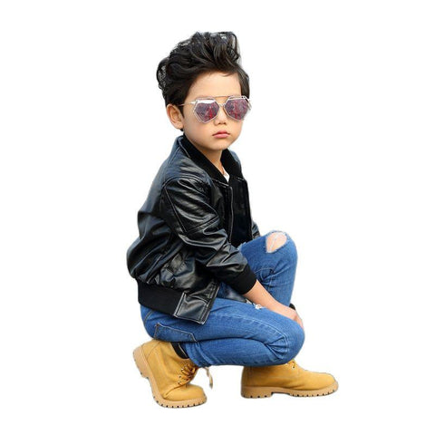 Spring Autumn Children Boys Girls leather jacketJacket 2021 New Fashion-TB01021-Veeddydropshipping