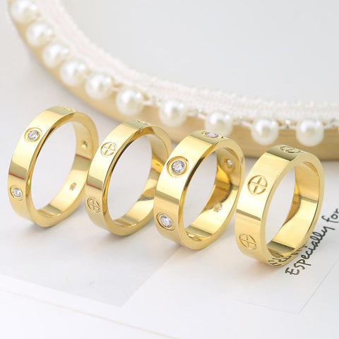 Trendy Stainless Steel Rose Gold Color Love Ring -JW00014-Veeddydropshipping