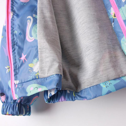 Spring Jacket Girls Coats Hooded Unicorn Rainbow Pattern Baby Clothes-TB00984-Veeddydropshipping