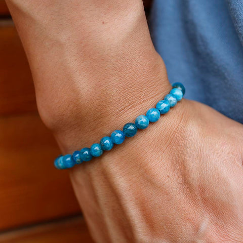 Natural Ocean Blue Apatite Stone Stone Beads Bracelet Women Men-JW00070-Veeddydropshipping