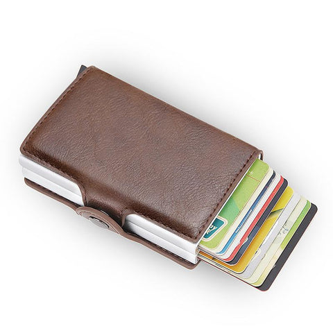 Card Holder Wallet Leather Metal Aluminum Business Bank-BS00597-Veeddydropshipping