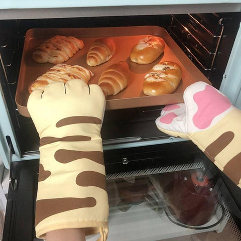 Cute Cat Paws Oven Heat Insulation Gloves Microwave-HA01182-Veeddydropshipping