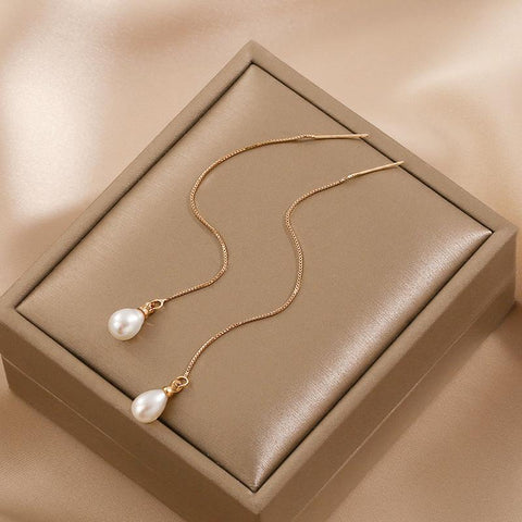 Natural Pearl Long Pendant Earrings Female Fashion Exquisite -JW00166-Veeddydropshipping