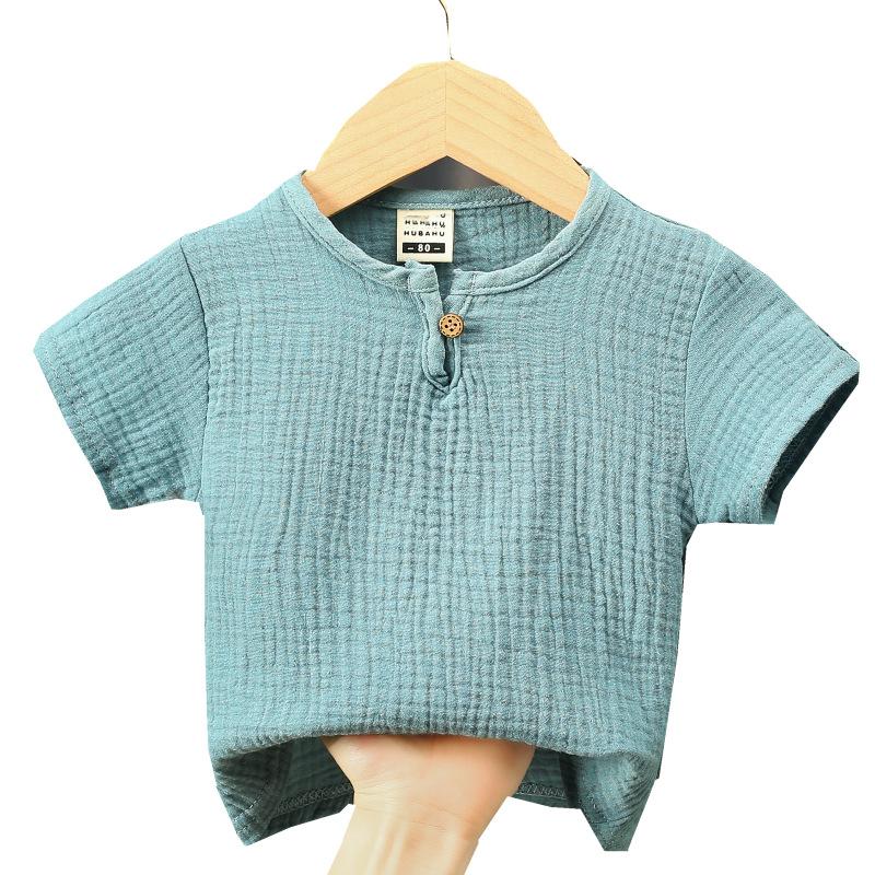 Children T-Shirts Kids Boys Girls Linen Pleated Clothes-Veeddydropshipping