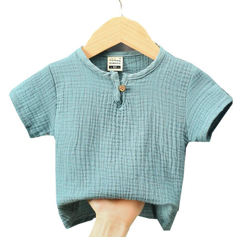 Children T-Shirts Kids Boys Girls Linen Pleated Clothes-Veeddydropshipping