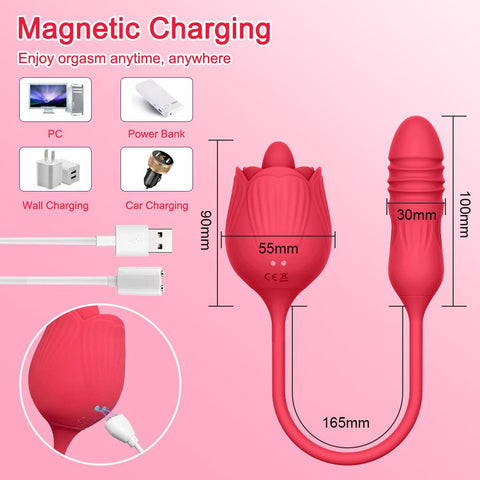Rose Toy Dildo Thrusting Vibrator for Women Egg Clitoris Sucker Stimulator -BH01205-Veeddydropshipping