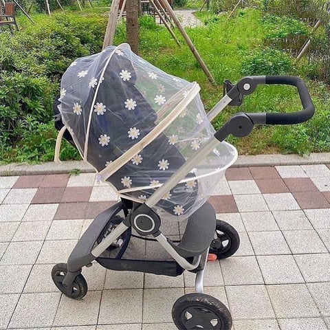 Summer Cart Mosquito Net Baby Stroller Accessories Daisy Embroidery Mesh-TB00402-Veeddydropshipping