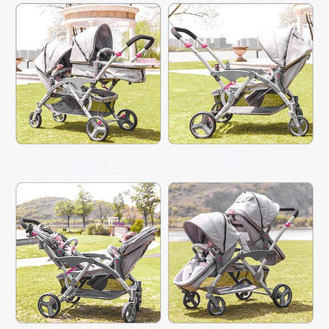 Twin Baby Stroller Folding Carriage,twins stroller baby car Lying and Seating-TB00379-Veeddydropshipping
