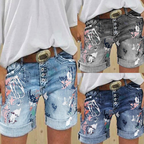 Women jeans high-waisted denim shorts-WF00476-Veeddydropshipping