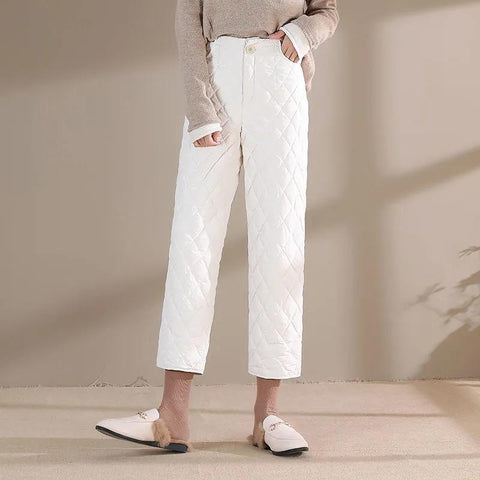 Ankle-length Pants Women Warm Cotton Straight Leg Pant-WF00478-Veeddydropshipping