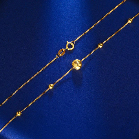 Real 18k Gold Bead Necklaces Gold Chopin Clavicle Chain Classic -JW00088- Veeddydropshipping
