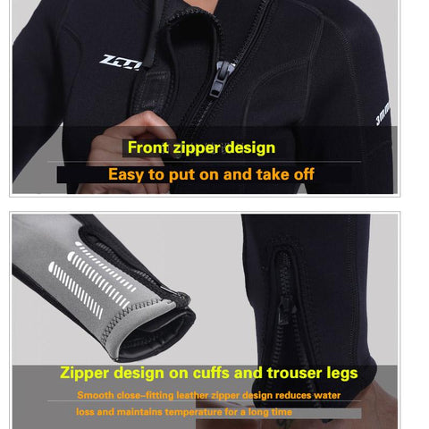 3MM Neoprene Wetsuit Men Women Front Zipper Diving Suit for Snorkeling -OS00149-Veeddydropshipping