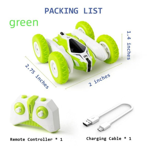 Green Mini RC Cars Stunt Car Toy, 2.4GHz Remote Control Car Double-TB01431-Veeddydropshipping