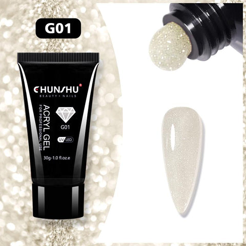 30ML Acryl Gel Nail Art Extension Reflective Glitter Poly UV -BH01001-Veeddydropshipping