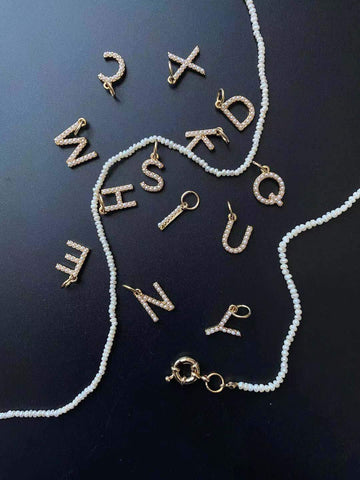 Fashion Letters Chain Freshwater Pearl Necklace Baroque Pearl  -JW00151-Veeddydropshipping