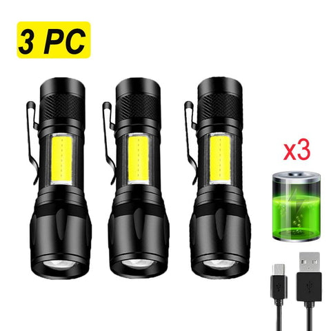 4PC High Power Rechargeable LED Flashlight Mini Zoom Torch Outdoor Camping-TI00785-Veeddydropshipping