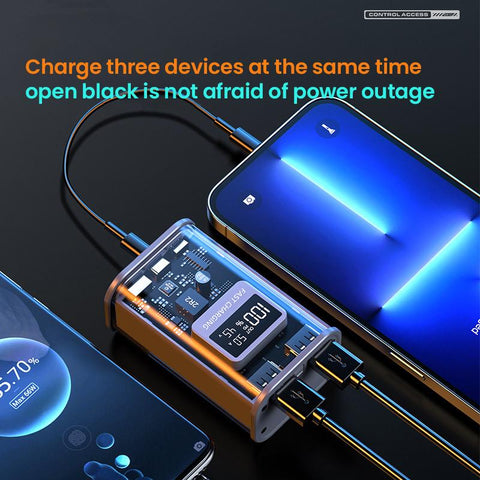 30000mAh Transparent Fast Charging Power Bank 22.5W PD Portable External Spare Battery Pack-PA00501-Veeddydropshipping