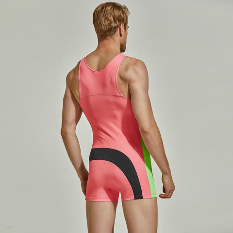 Men Undershirts Leotard Sports Workout Bodysuit Shorts Wrestling Singlet Fitness -OS00198-Veeddydropshipping