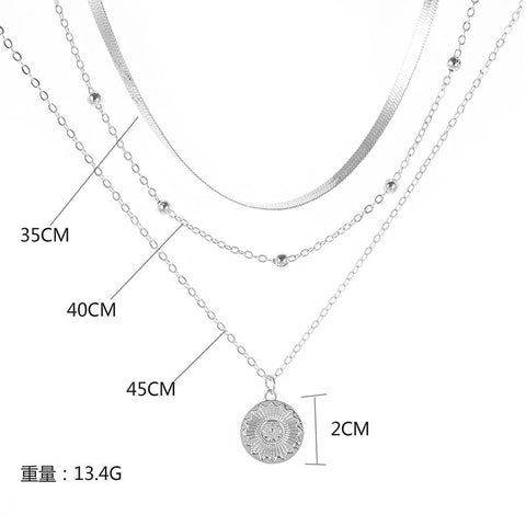 925 Sterling Silver Necklace Simple Snake Chain Charm Ball Chain-JW00135-Veeddydropshipping