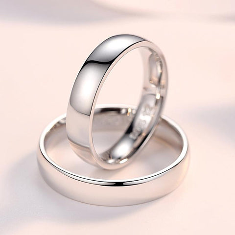 100% 925 Sterling Silver Couple Ring  Simple Smooth -JW00056-Veeddydropshipping