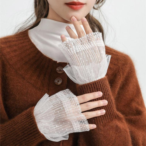 Women Fake Flared Sleeves Blouse Wrist Warmers-WF01164-Veeddydropshipping