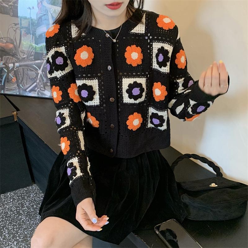 Women Crochet Cardigans Vintage Knitted Sweaters-Veeddydropshipping