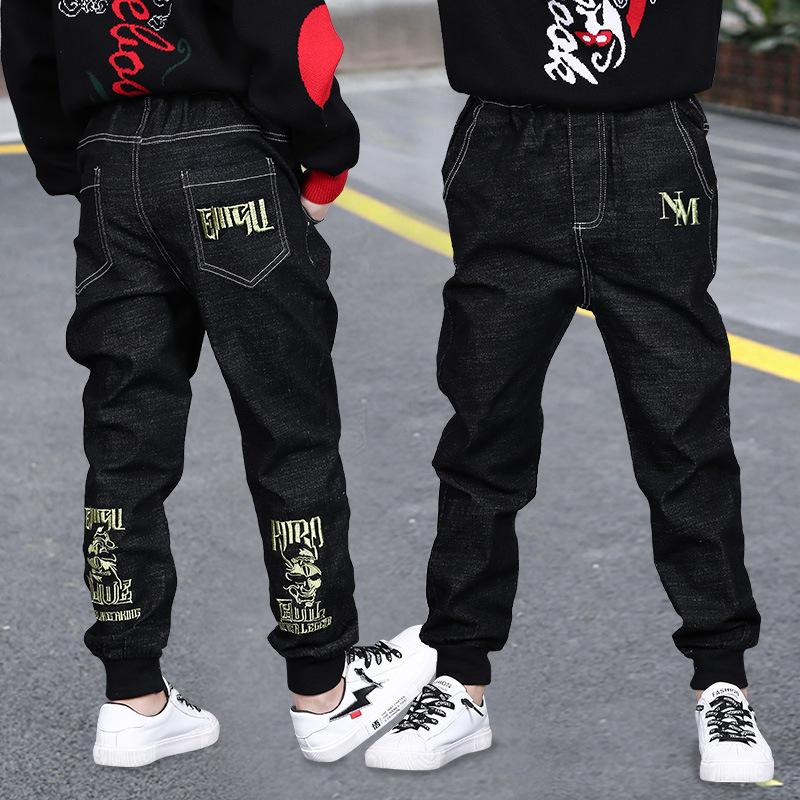 Casual Big Boys Jeans Pants Autumn Washing Black Denim Trousers Kids-TB01294-Veeddydropshipping