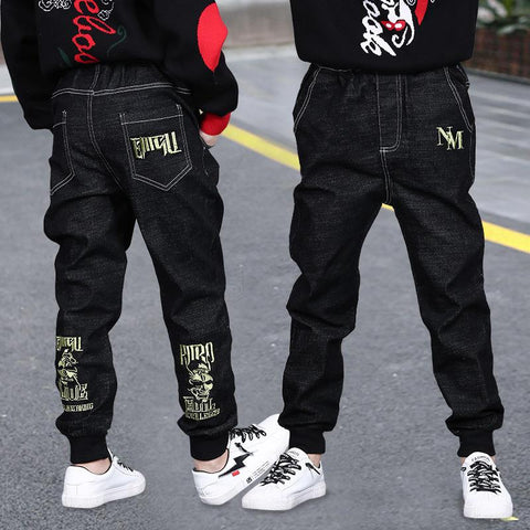 Casual Big Boys Jeans Pants Autumn Washing Black Denim Trousers Kids-TB01294-Veeddydropshipping