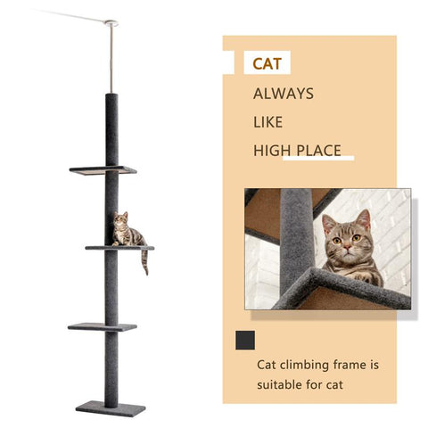 Multi-Level Tier Floor-to-Ceiling Cat Climbing Tree-HA01425-Veeddydropshipping