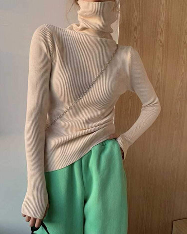 Women heaps collar Turtleneck Sweaters Slim Pullover-WF00004-Veeddydropshipping