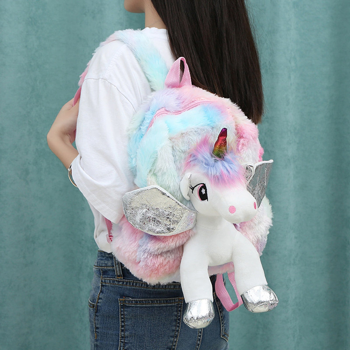 Cartoon Unicorn Doll Decor Plush Books Bag School Bags for-BS00067-Veeddydropshipping
