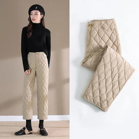 Ankle-length Pants Women Warm Cotton Straight Leg Pant-WF00478-Veeddydropshipping