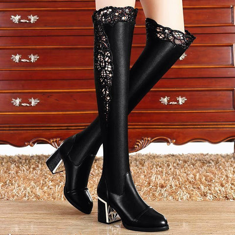 thick heel high boots autumn and winter plus velvet-BS00943-Veeddydropshipping