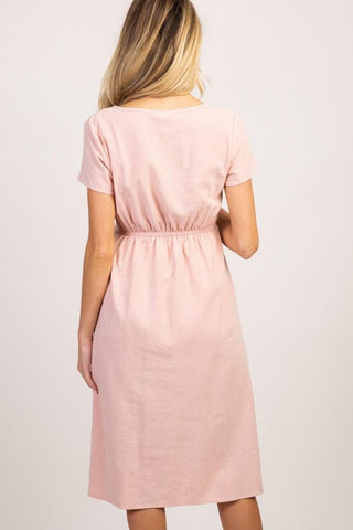 Button Pocket Maternity Dresses Pregnant Women Office Casual Clothes-TB00602-Veeddydropshipping