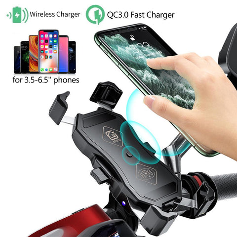 Motorcycle Phone Holder Bike Mobile Stand Bicycle Cell Phone Support Bracket with USB QC3.0 Fast Charging-PA00506-Veeddydropshipping
