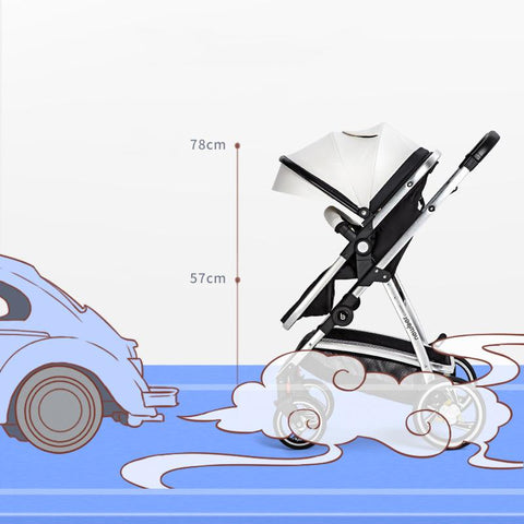 Baby Stroller 3 In 1,White PU leather stroller,Baby Carriage with Car Seat,High-TB00369-Veeddydropshipping