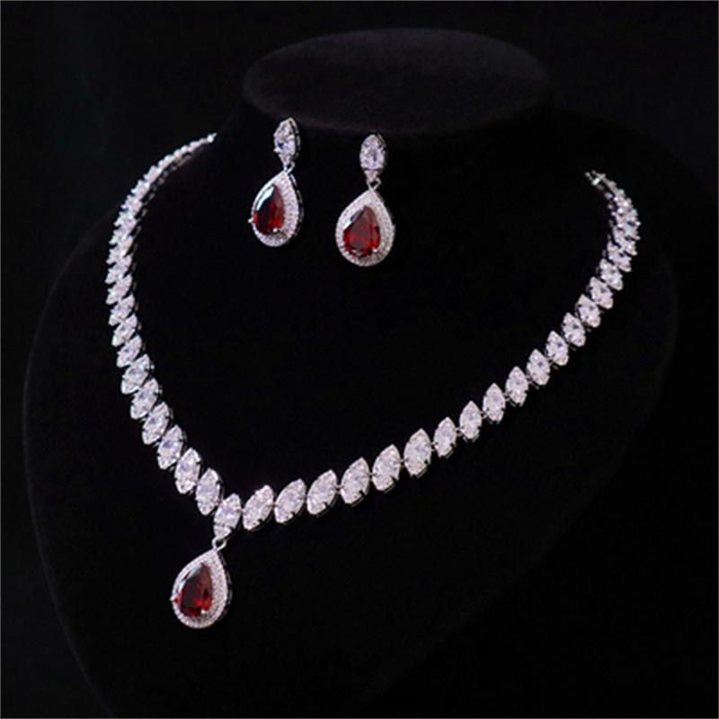 Grand New Water Drop Zircon Set  Banquet Jewelry -JW00385-Veeddydropshipping
