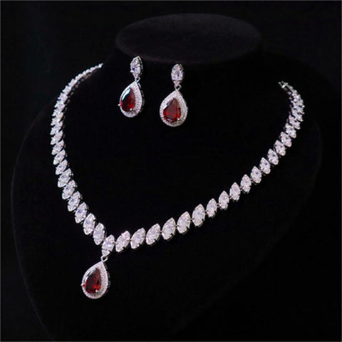 Grand New Water Drop Zircon Set  Banquet Jewelry -JW00385-Veeddydropshipping