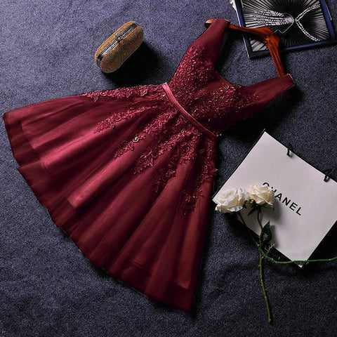 Elegant Sexy Prom Dress Short V Neck-WF01552-Veeddydropshipping